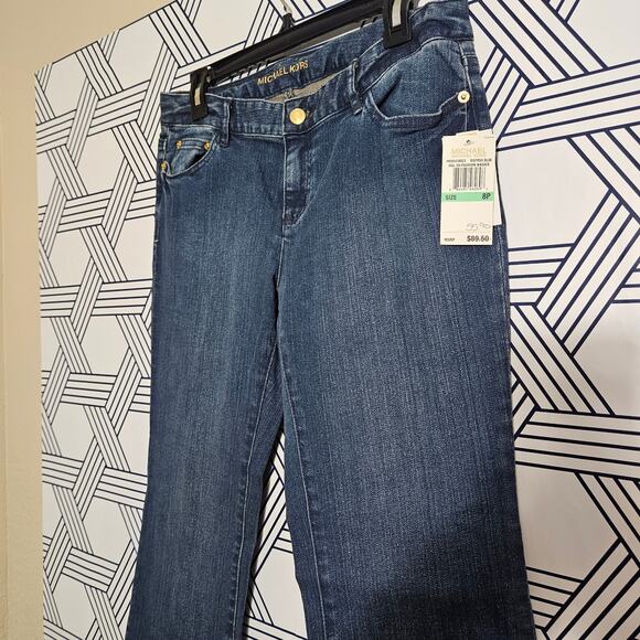 NWT Michael Kors Distress Blue Low Rise Bootcut Jeans size 8p - Picture 4 of 5